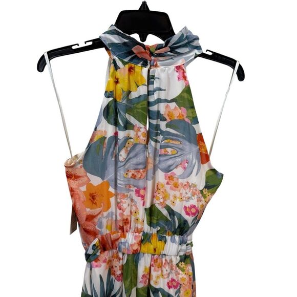 NWT Eliza J Floral High Neck Sleeveless Dress With Belt Size 12 MSRP $148 - Picture 4 of 10